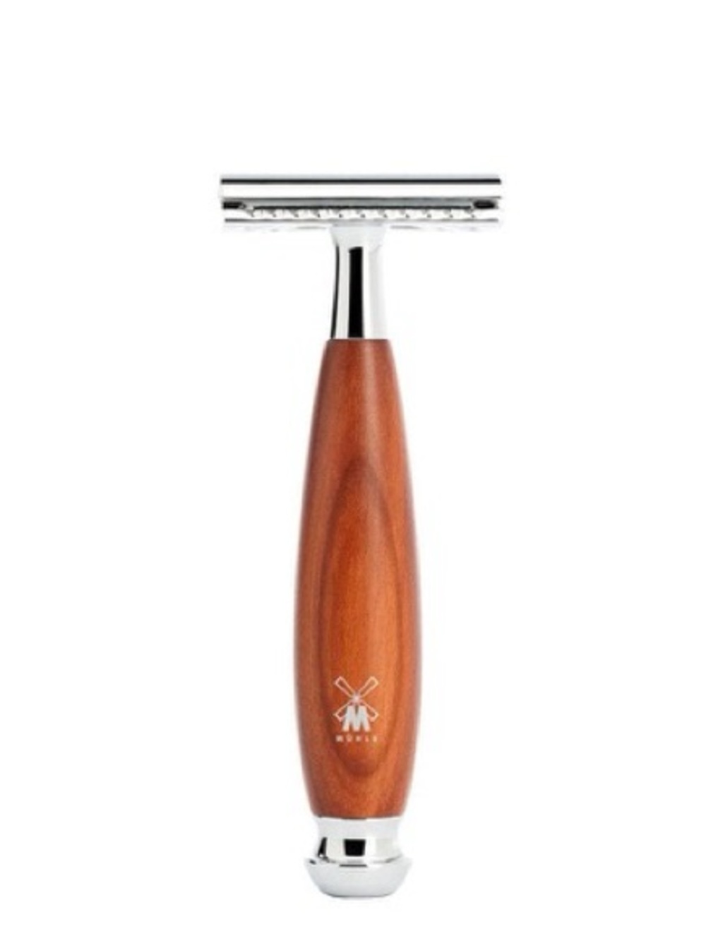 Classic Brown Wooden-Handle Safety Razor by